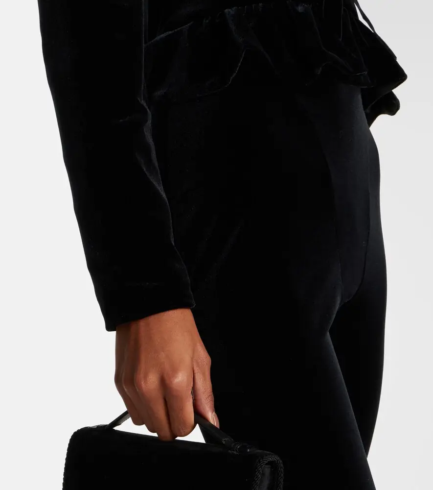 Alessandra Rich Bow-detail ruffled off-shoulder velvet jumpsuit | Thumbnail 3 Alessandra Rich Bow-detail ruffled off-shoulder velvet jumpsuit | Thumbnail 3