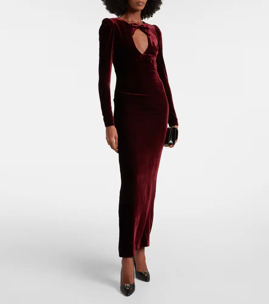 Alessandra Rich Bow-detail cutout velvet gown | Thumbnail 4