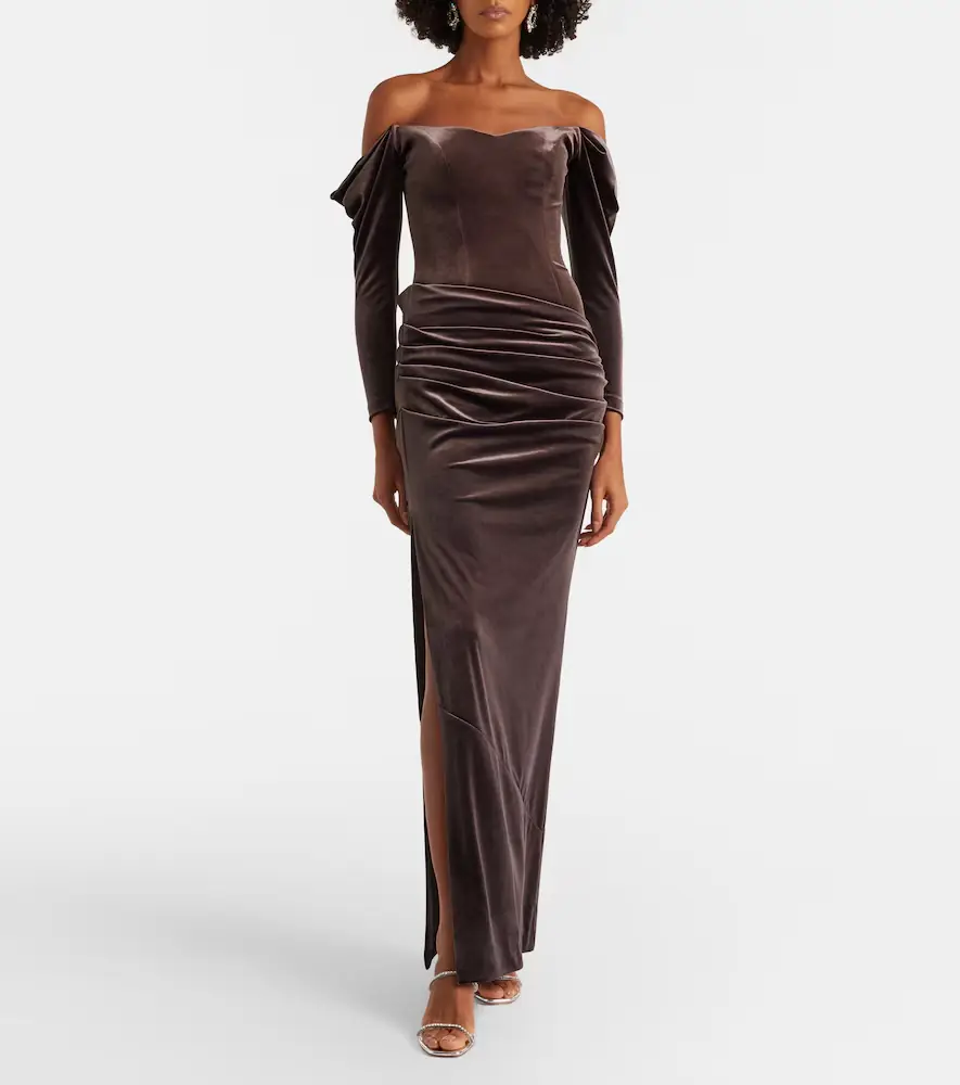 Alex Perry Draped velvet gown | Thumbnail 3