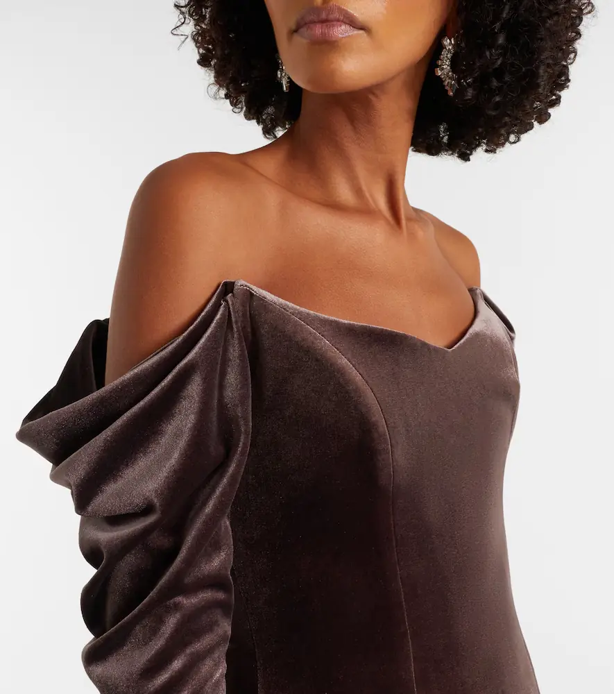 Alex Perry Draped velvet gown | Thumbnail 5