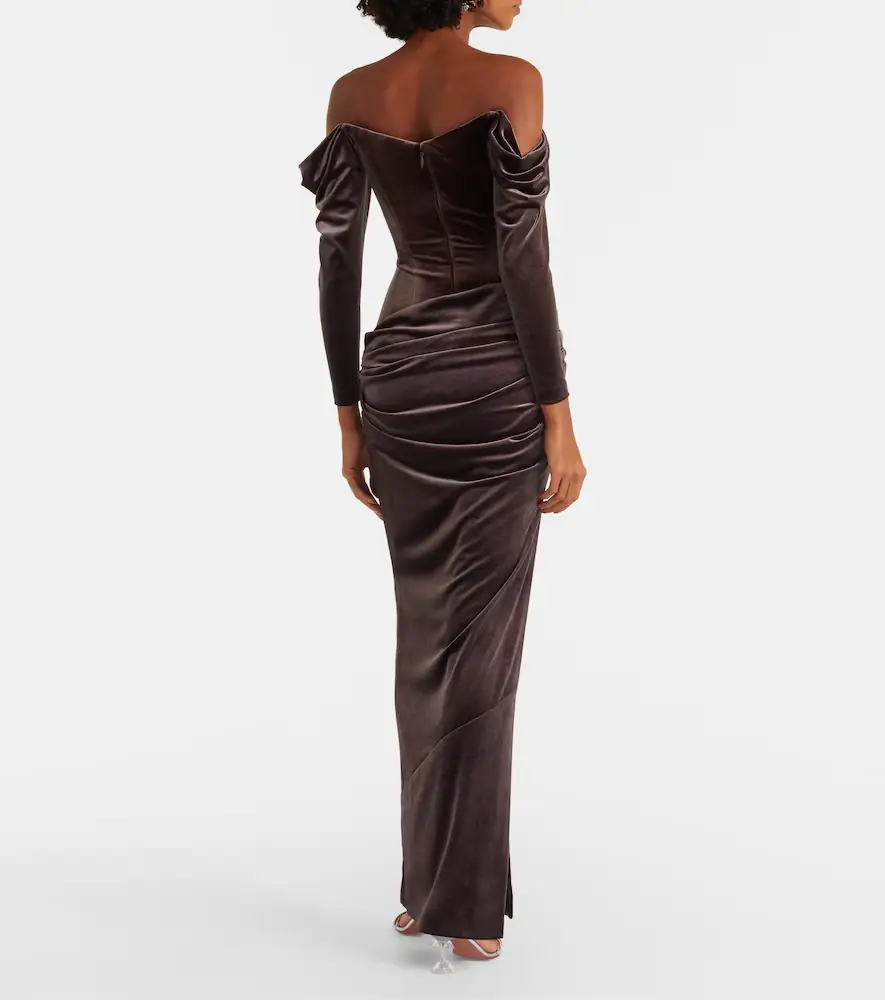 Alex Perry Draped velvet gown | Thumbnail 6