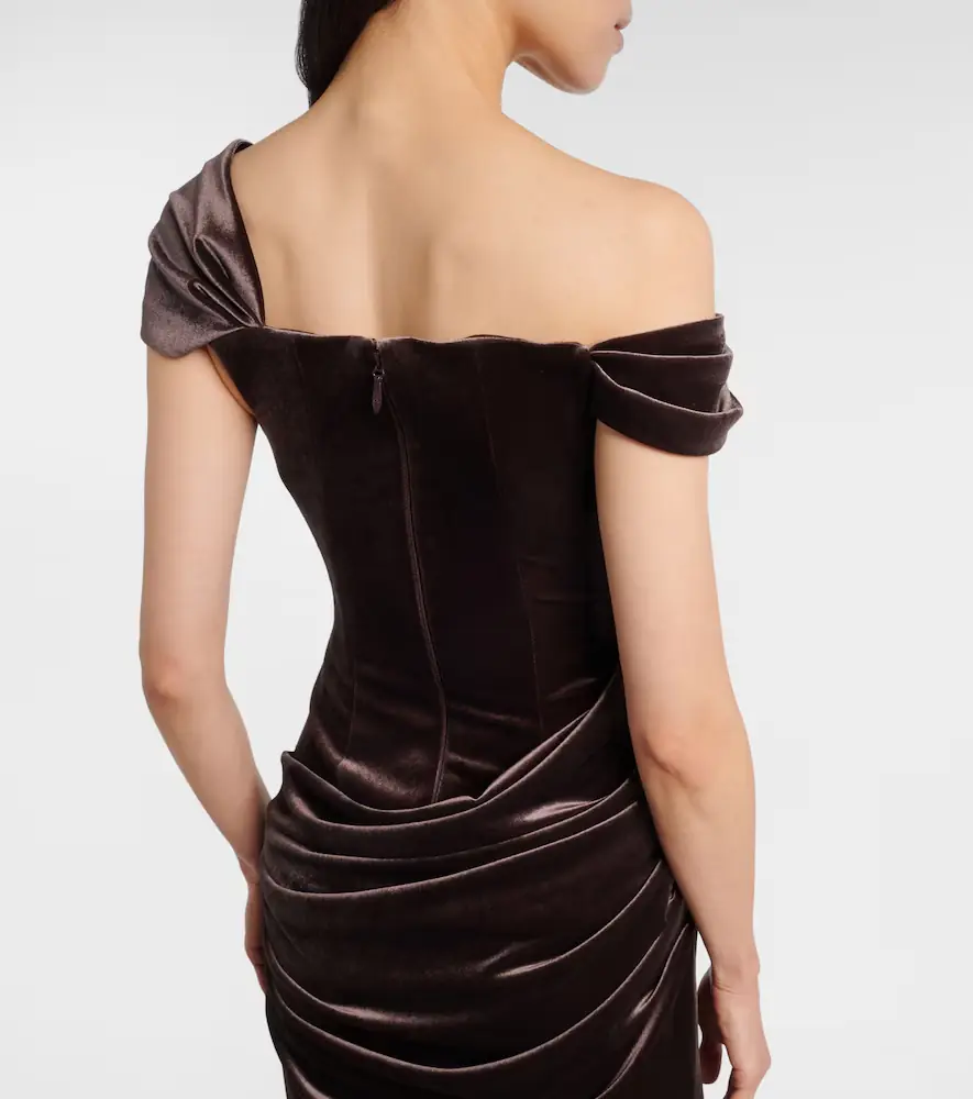 Alex Perry Draped velvet gown | Thumbnail 4 Alex Perry Draped velvet gown | Thumbnail 4