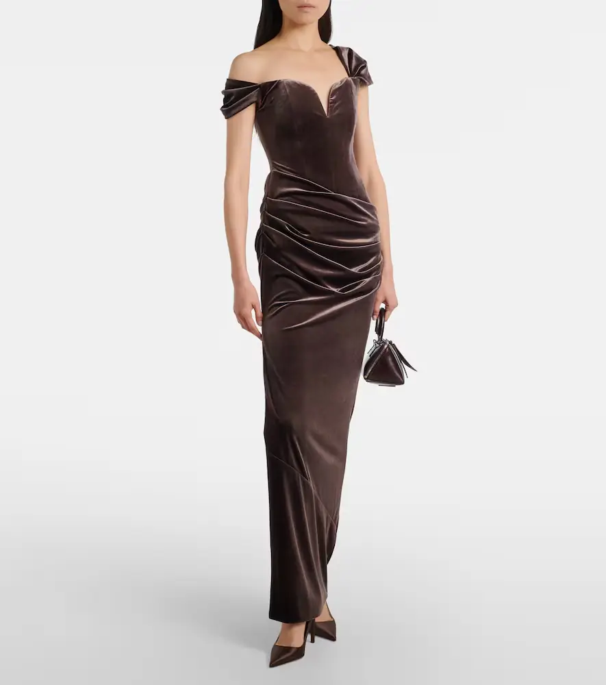 Alex Perry Draped velvet gown | Thumbnail 5 Alex Perry Draped velvet gown | Thumbnail 5