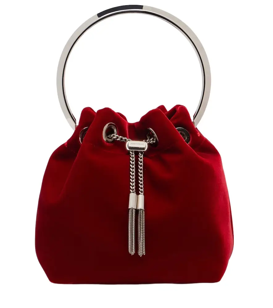 Jimmy Choo Bon Bon Small velvet bucket bag | Image 1 Jimmy Choo Bon Bon Small velvet bucket bag | Image 1