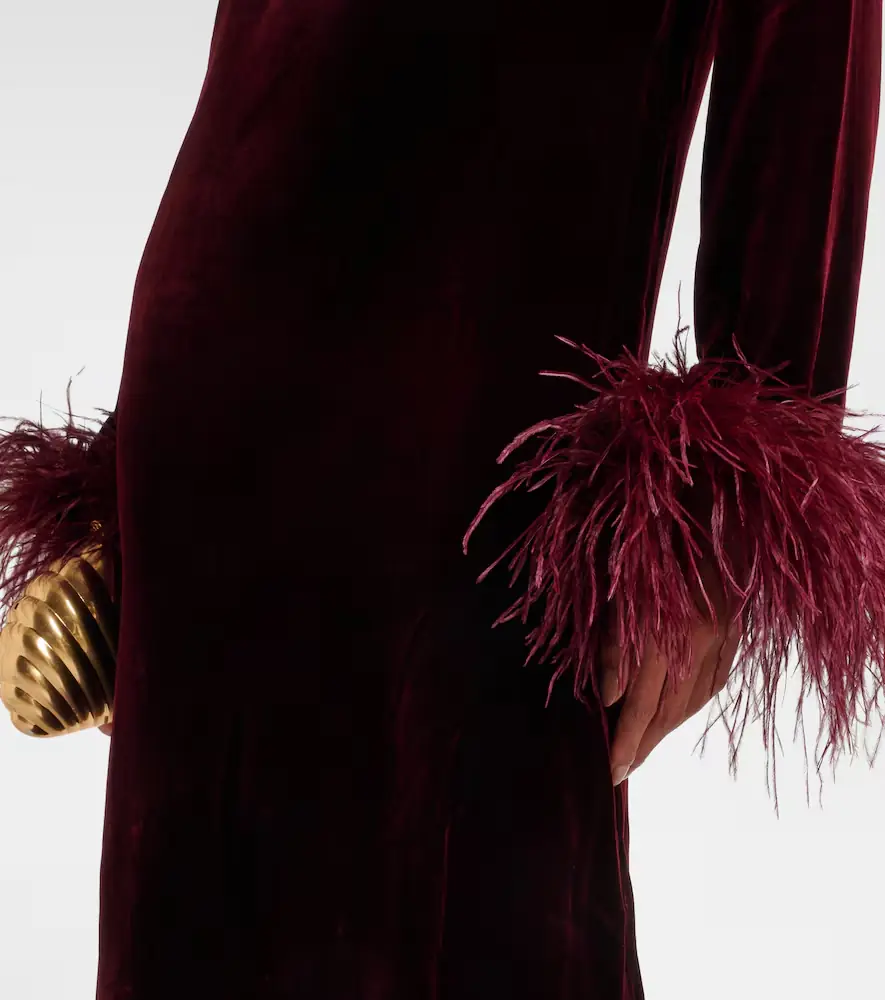 Taller Marmo Gina Venti feather-trimmed midi dress | Thumbnail 2 Taller Marmo Gina Venti feather-trimmed midi dress | Thumbnail 2