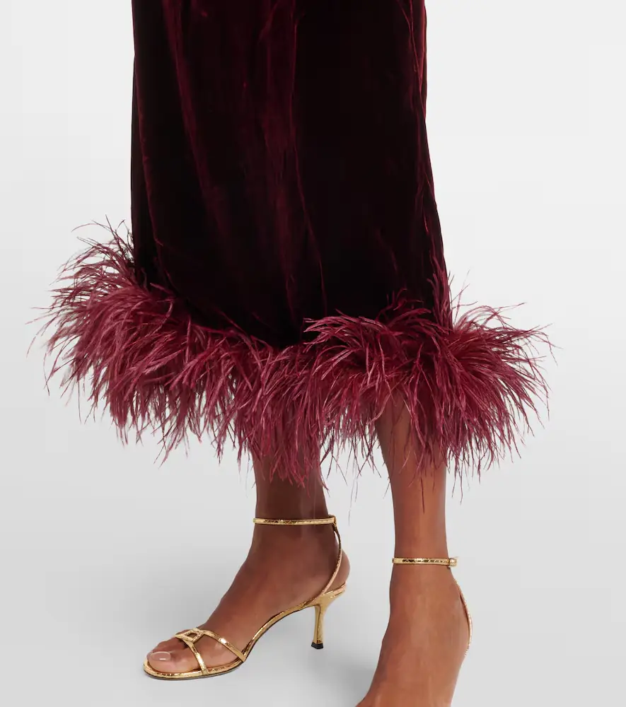 Taller Marmo Gina Venti feather-trimmed midi dress | Thumbnail 4 Taller Marmo Gina Venti feather-trimmed midi dress | Thumbnail 4