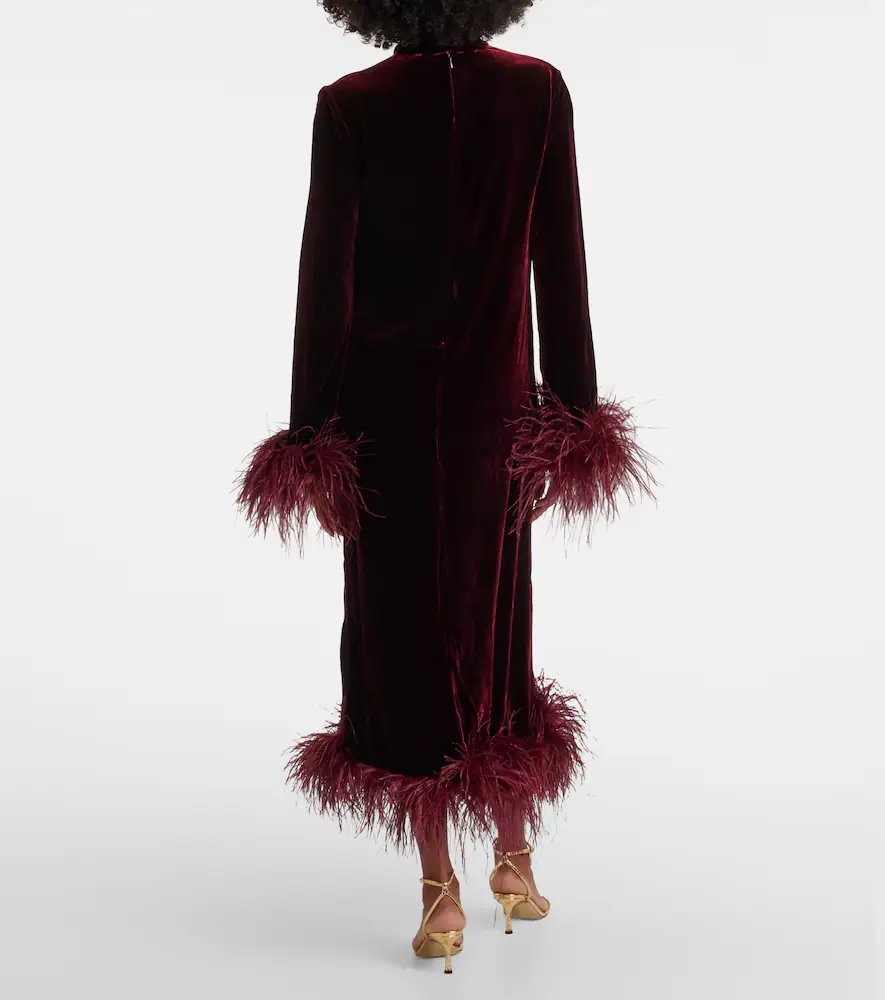 Taller Marmo Gina Venti feather-trimmed midi dress | Thumbnail 5 Taller Marmo Gina Venti feather-trimmed midi dress | Thumbnail 5