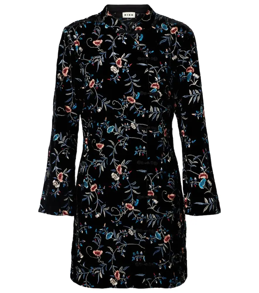 Rixo Delphina embroidered velvet minidress | Image 1 Rixo Delphina embroidered velvet minidress | Image 1