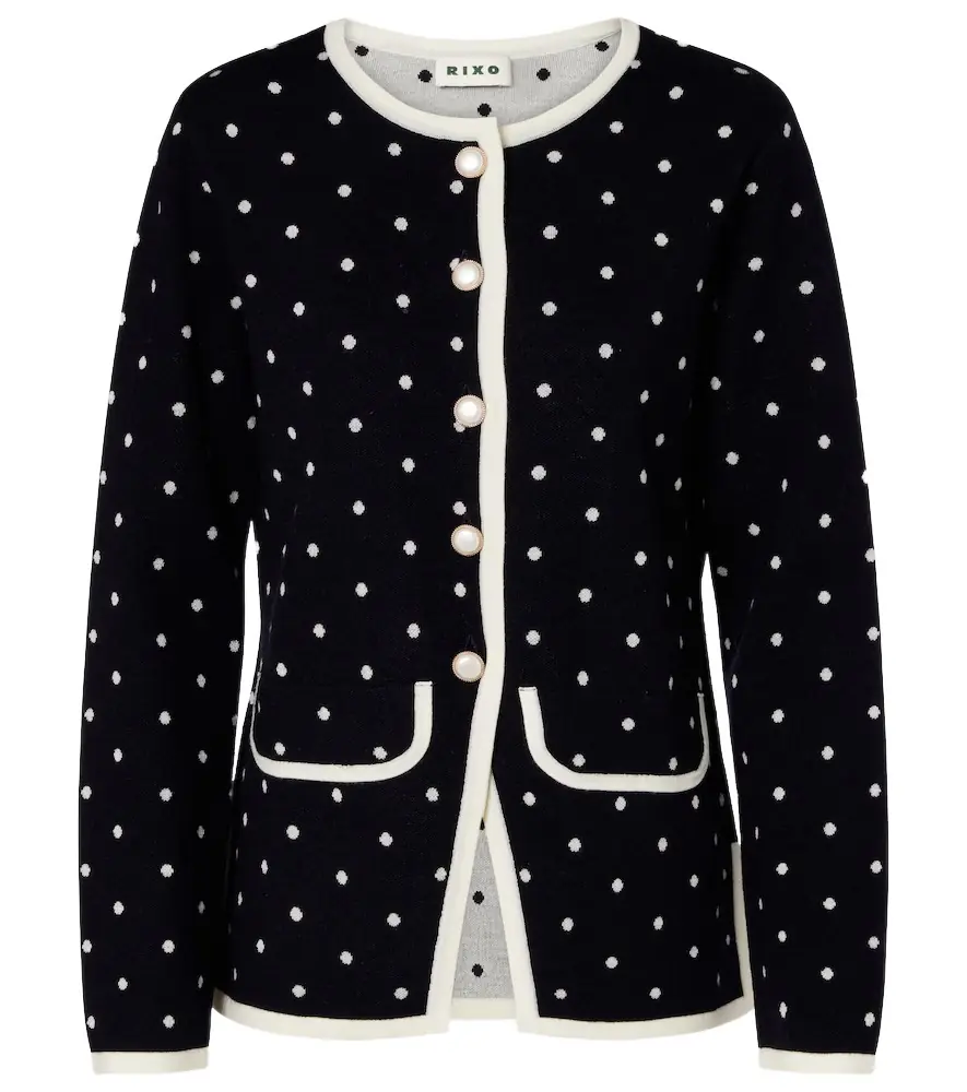 Rixo Mirja polka-dot wool-blend cardigan | Image 1 Rixo Mirja polka-dot wool-blend cardigan | Image 1