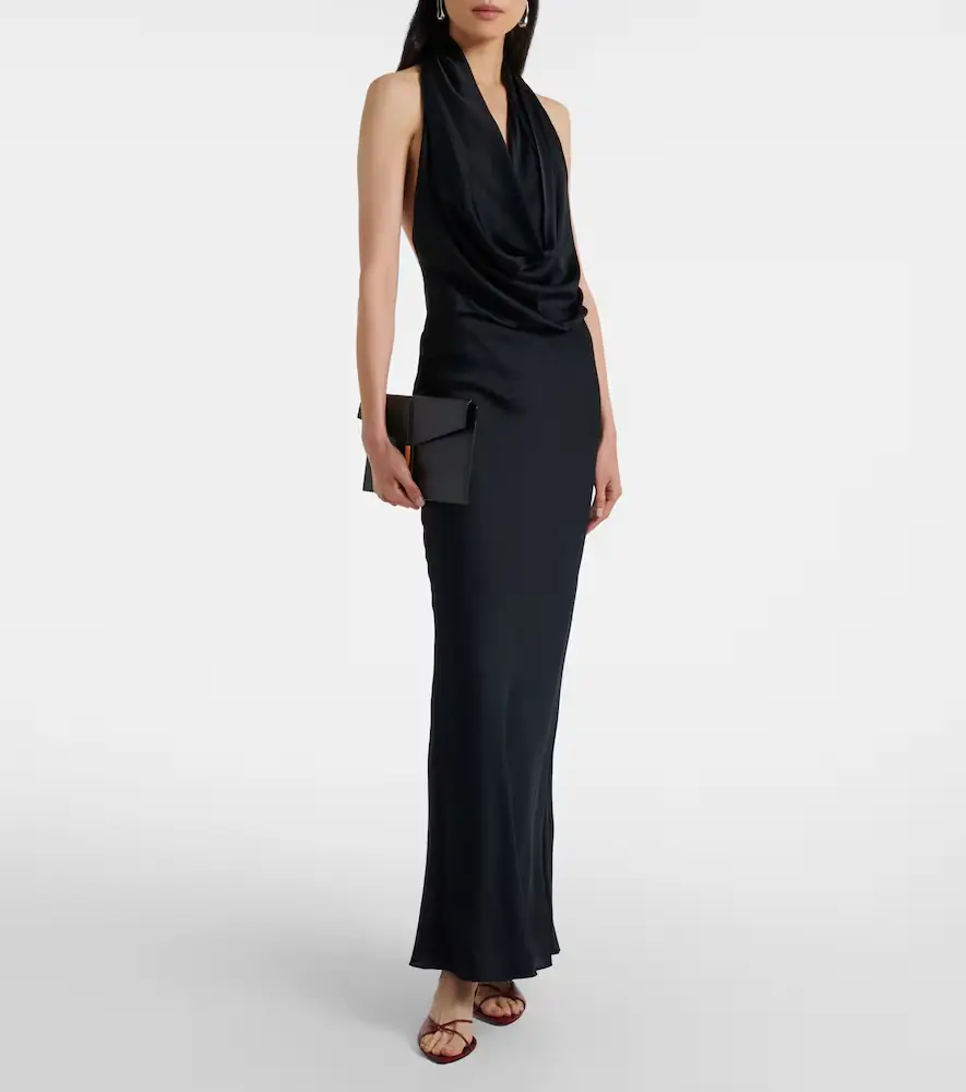 Staud Poppi draped halterneck silk-blend gown | Thumbnail 2