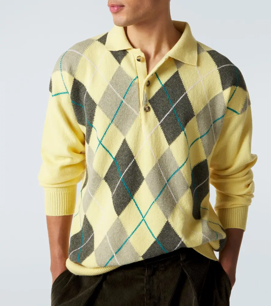 JW Anderson Argyle wool polo sweater | Thumbnail 4