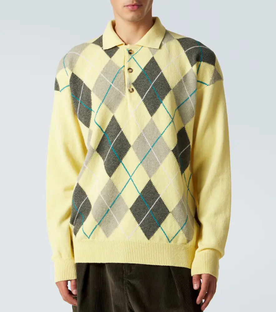 JW Anderson Argyle wool polo sweater | Thumbnail 5