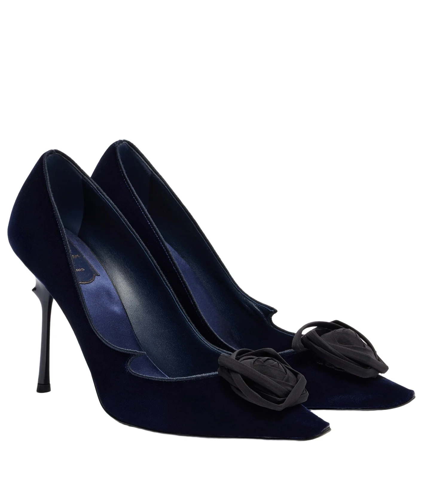 Rose Vivier 100 floral-appliqué velvet pumps Rose Vivier 100 floral-appliqué velvet pumps