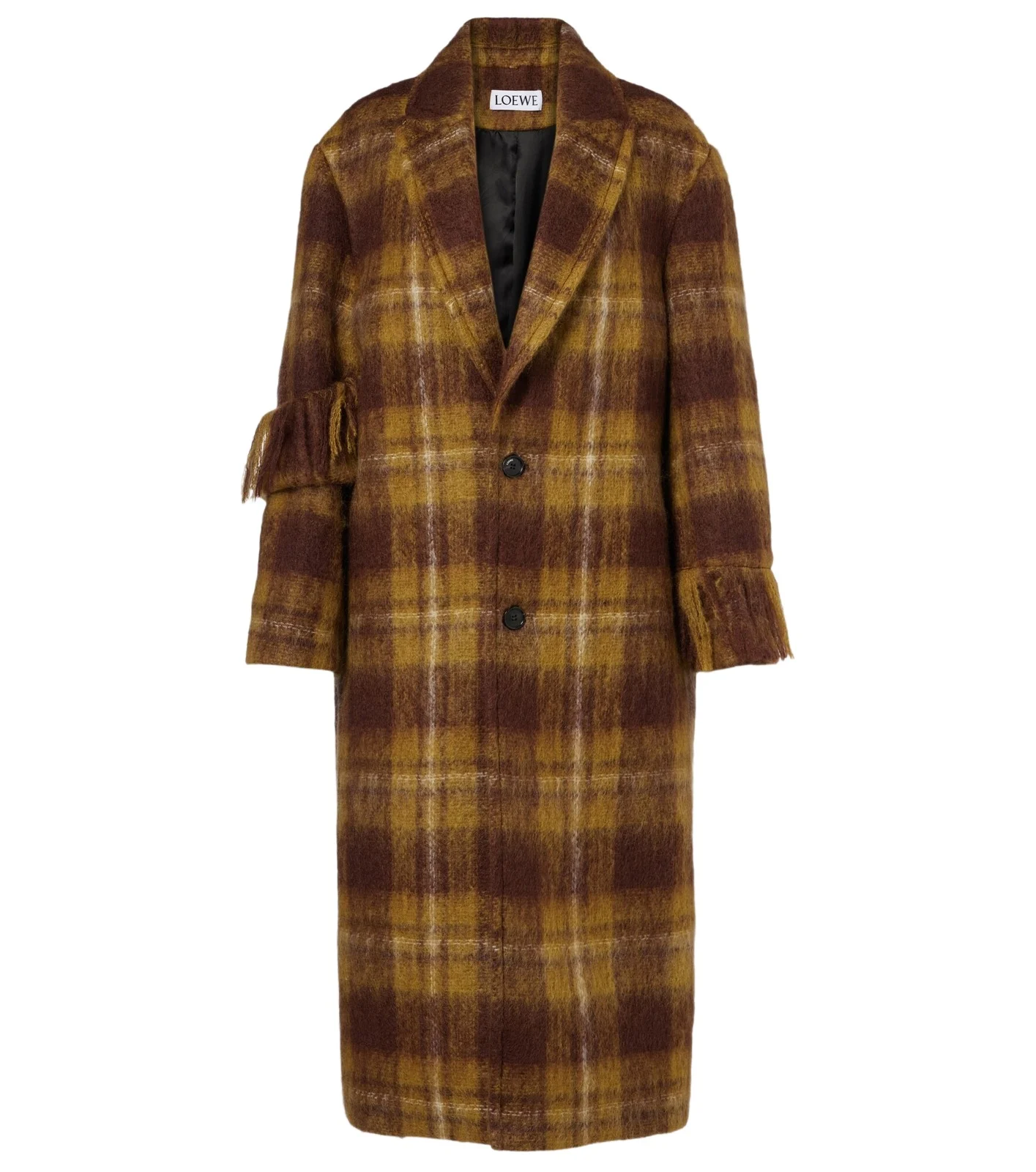 Loewe Checked fringed mohair and wool coat