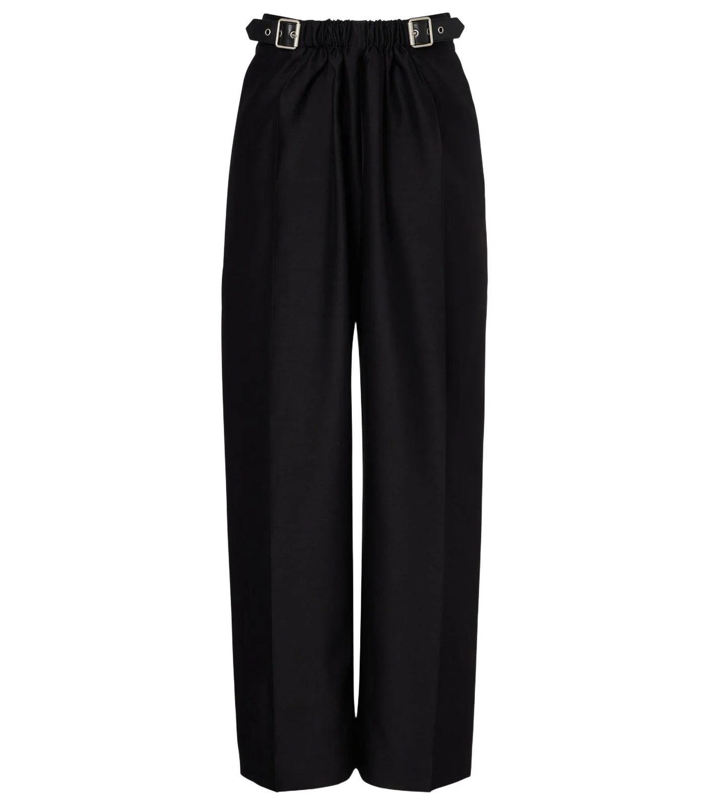 Gathered wool and silk wide-leg pants