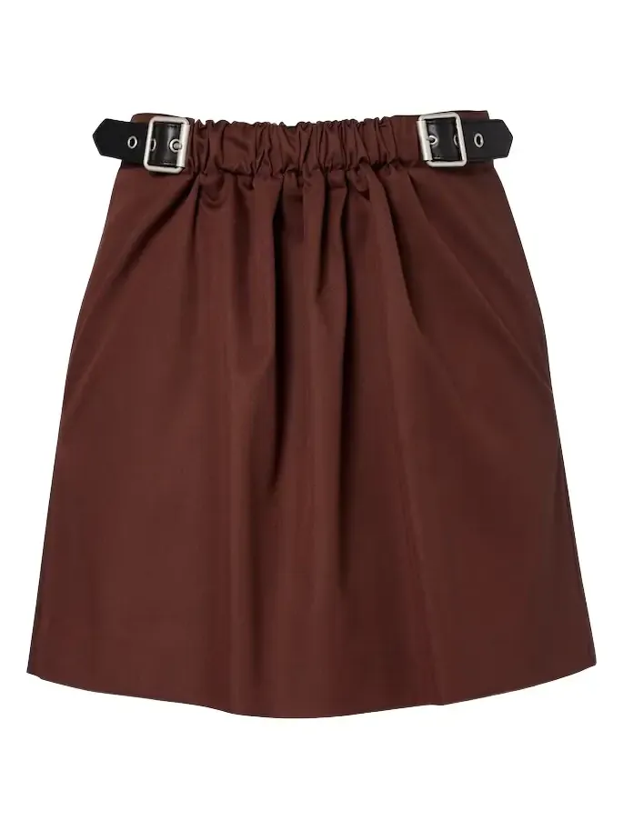 Belted cotton and silk twill miniskirt Belted cotton and silk twill miniskirt