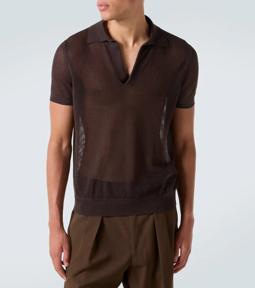 Tom Ford Semi-sheer cotton and silk polo shirt | Thumbnail 4 Tom Ford Semi-sheer cotton and silk polo shirt | Thumbnail 4