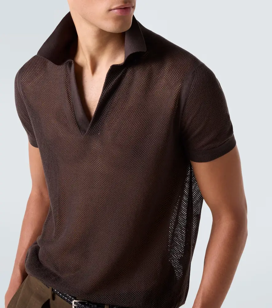 Tom Ford Semi-sheer cotton and silk polo shirt | Thumbnail 5 Tom Ford Semi-sheer cotton and silk polo shirt | Thumbnail 5