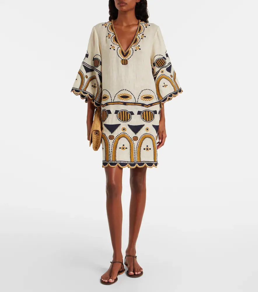 Eres Medaillon embroidered linen minidress | Thumbnail 3