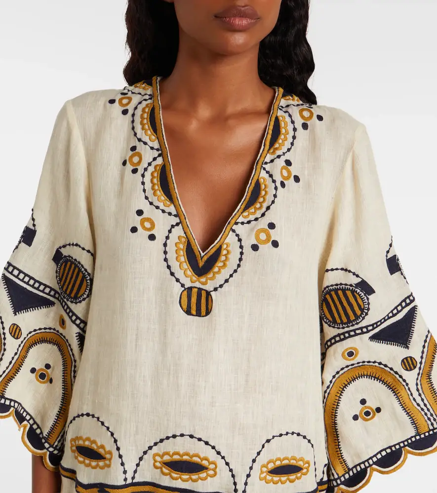 Eres Medaillon embroidered linen minidress | Thumbnail 4