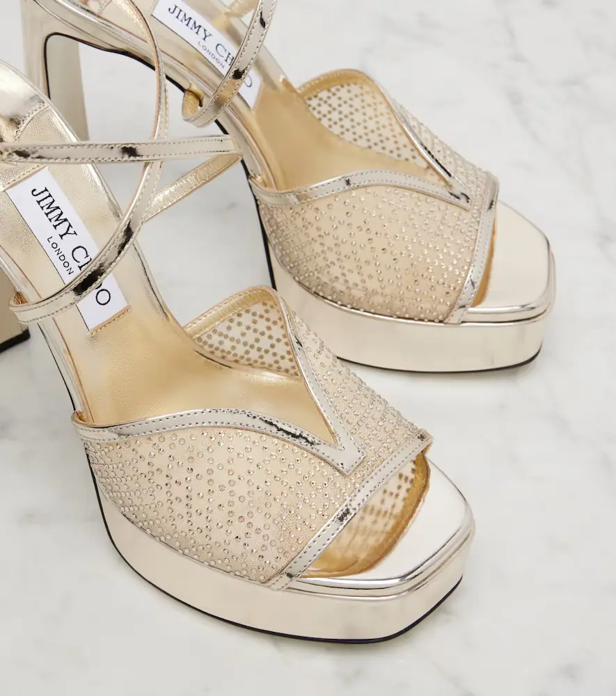 Jimmy Choo Karli 125 mesh and leather platform sandals | Thumbnail 3 Jimmy Choo Karli 125 mesh and leather platform sandals | Thumbnail 3