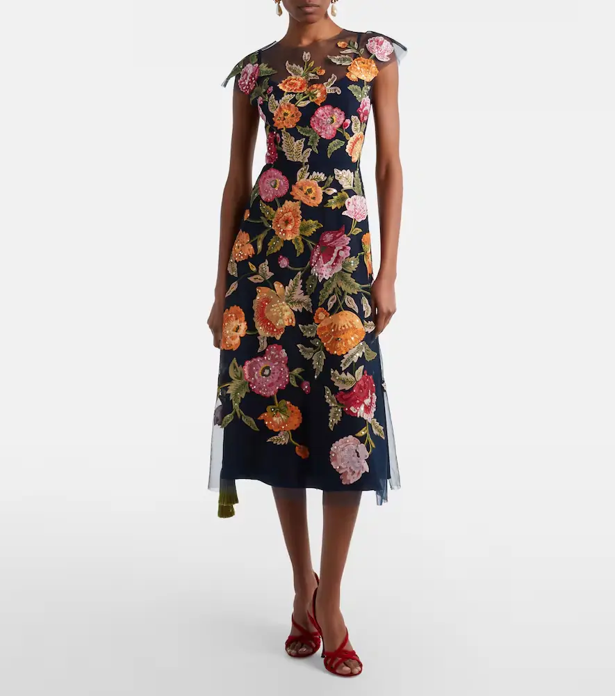 Carolina Herrera Floral sequined tulle midi dress | Thumbnail 2 Carolina Herrera Floral sequined tulle midi dress | Thumbnail 2