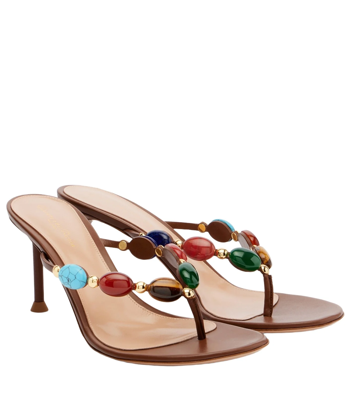 Embellished leather thong sandals Embellished leather thong sandals