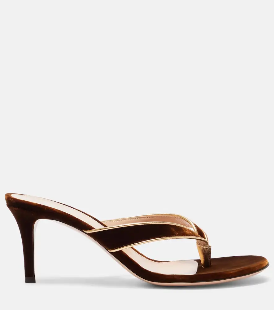Gianvito Rossi Calypso 70 velvet thong sandals | Thumbnail 4