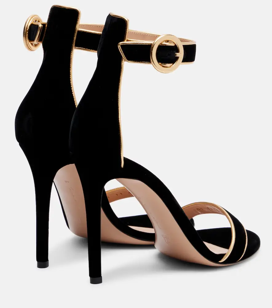 Gianvito Rossi 105 leather-trimmed velvet sandals | Thumbnail 2