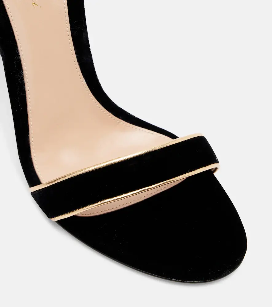 Gianvito Rossi 105 leather-trimmed velvet sandals | Thumbnail 3