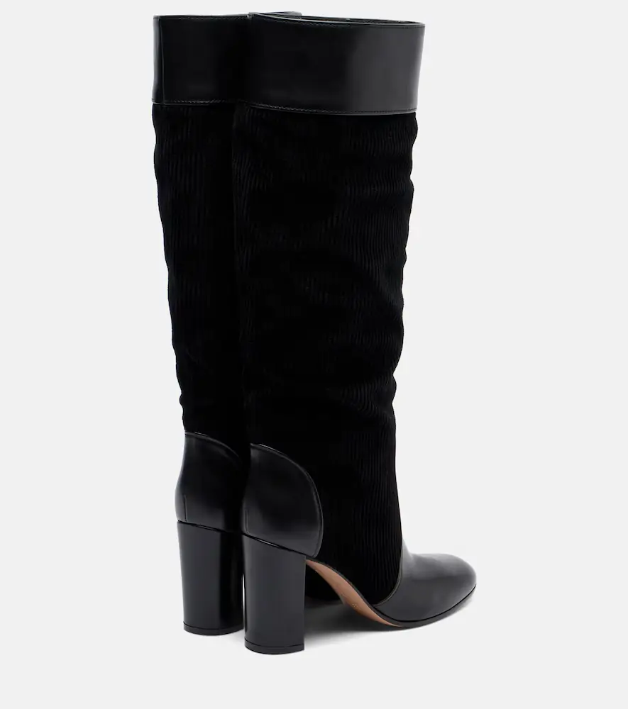 Gianvito Rossi Sheffield leather and corduroy knee-high boots | Thumbnail 2