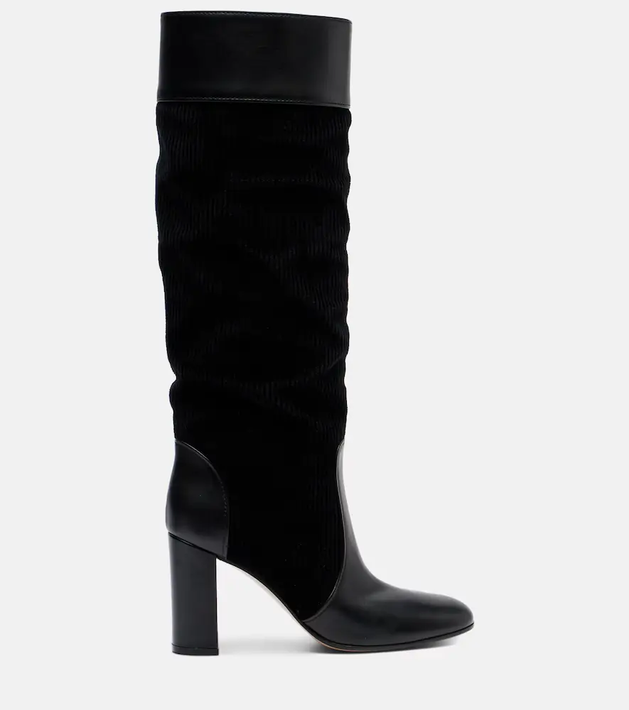 Gianvito Rossi Sheffield leather and corduroy knee-high boots | Thumbnail 4