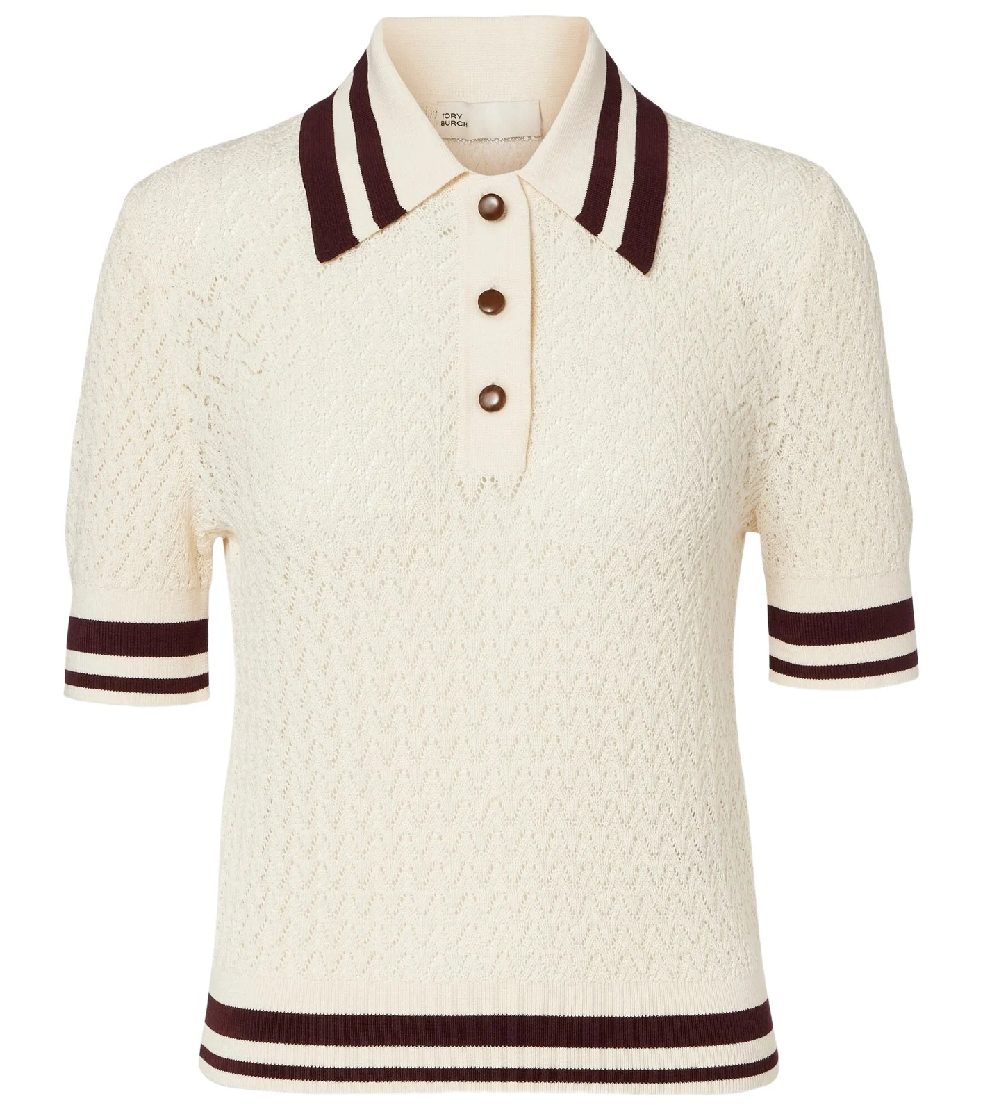 Cotton pointelle polo shirt Cotton pointelle polo shirt