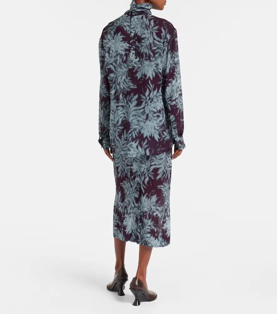 Dries Van Noten Printed sheer chiffon turtleneck top | Thumbnail 2