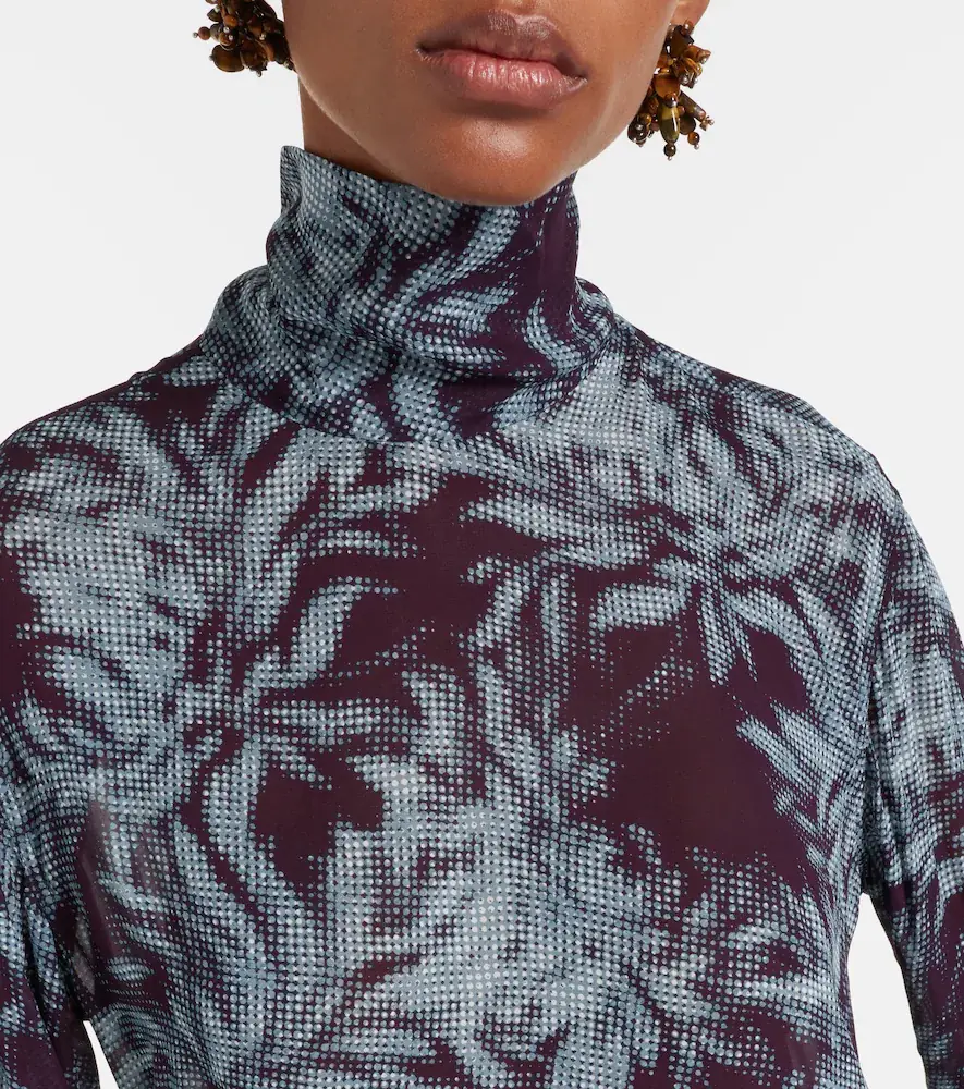 Dries Van Noten Printed sheer chiffon turtleneck top | Thumbnail 6