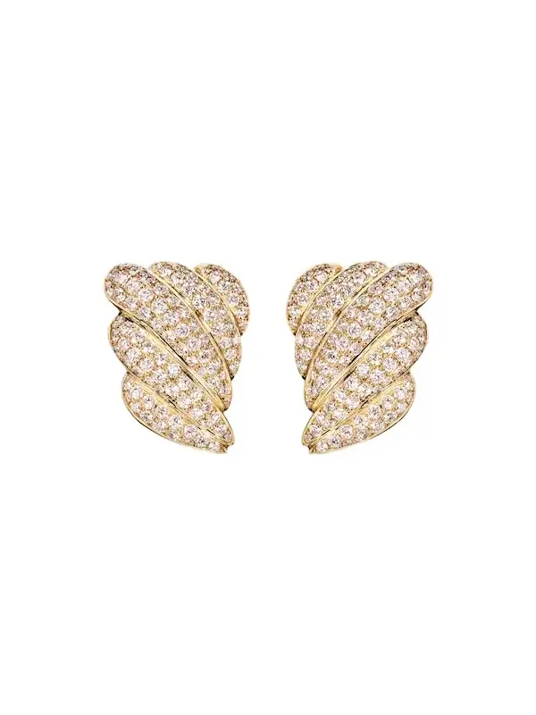 Croissant 18kt gold earrings with diamonds