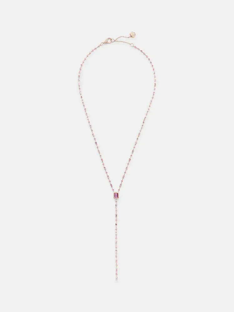 Y 18kt rose gold lariat necklace with sapphires