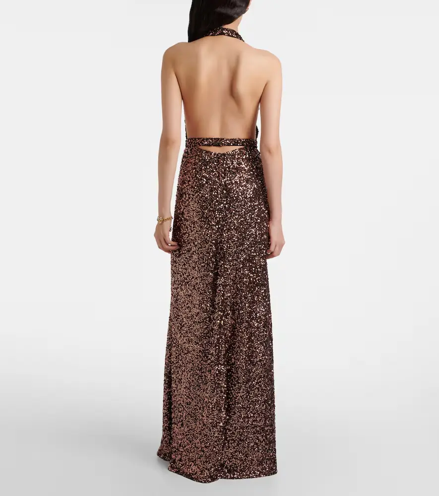 Dolce & Gabbana Floral-appliqué sequined halterneck gown | Thumbnail 4 Dolce & Gabbana Floral-appliqué sequined halterneck gown | Thumbnail 4
