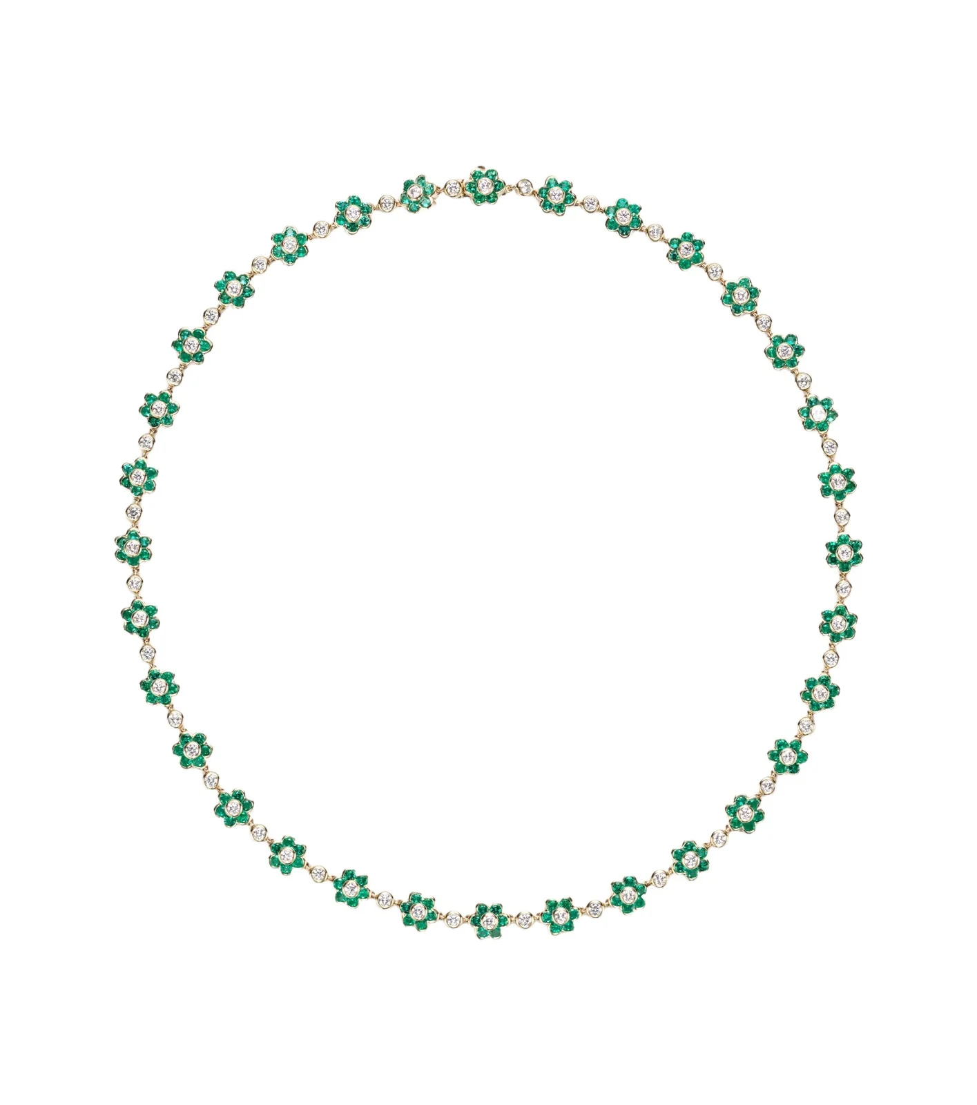 Anita Ko Flora Small 18kt gold choker with emeralds and diamonds