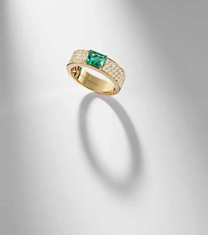 Anita Ko 18kt gold ring with emerald and diamonds | Thumbnail 5