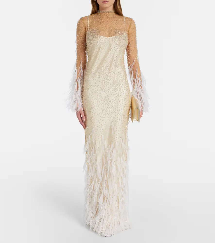 Clio Peppiatt Mia embellished feather-trimmed tulle gown | Thumbnail 3 Clio Peppiatt Mia embellished feather-trimmed tulle gown | Thumbnail 3