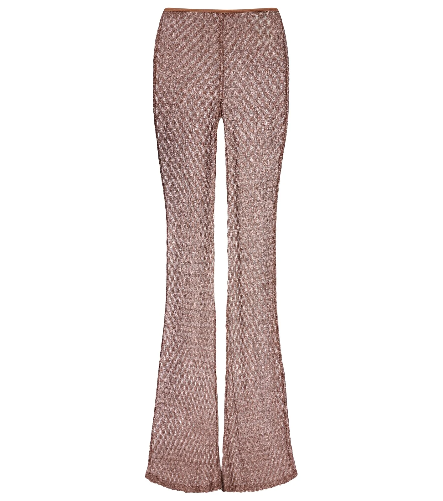 Open-knit lamé flared pants
