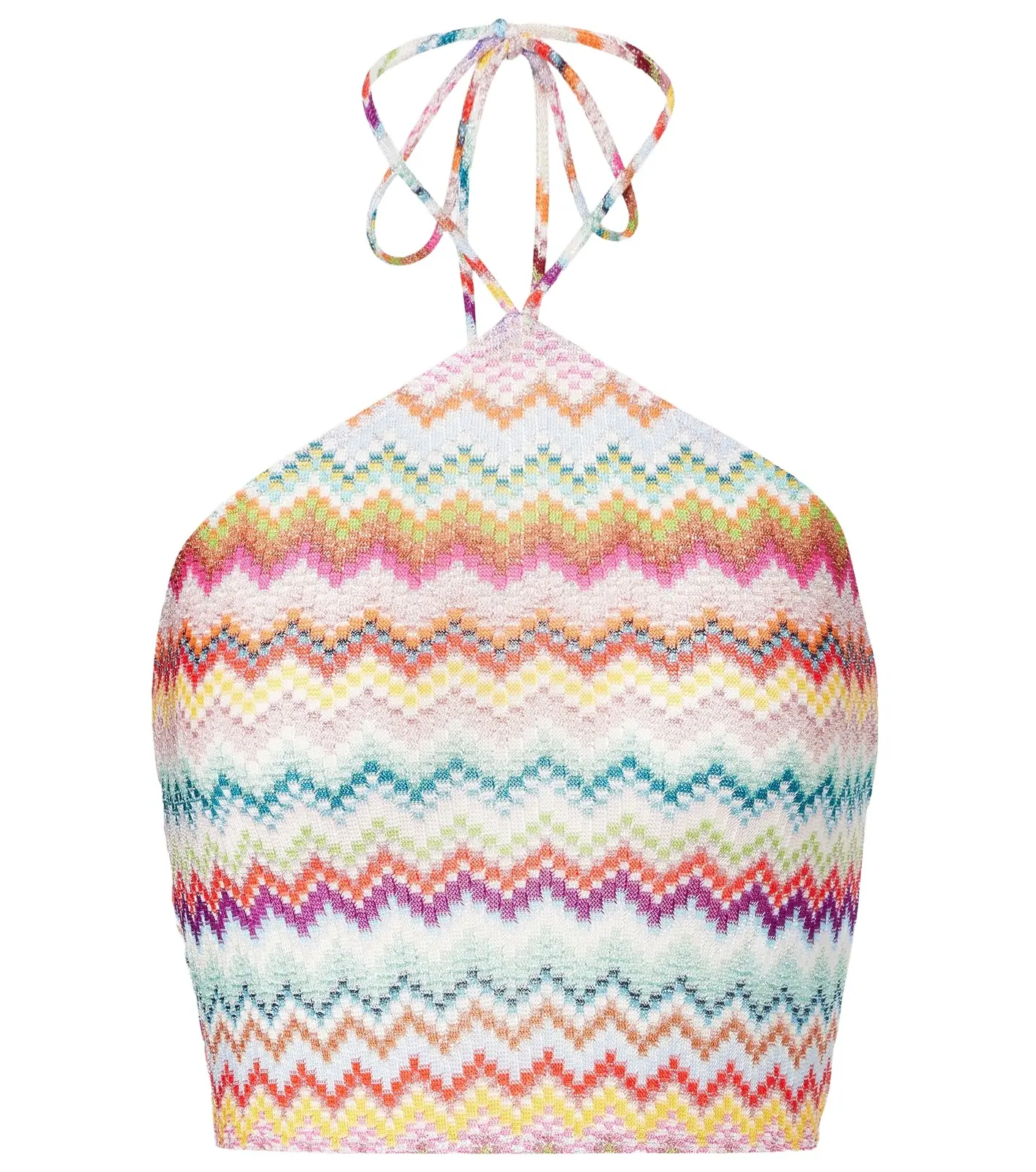 Zigzag halterneck lamé crop top Zigzag halterneck lamé crop top