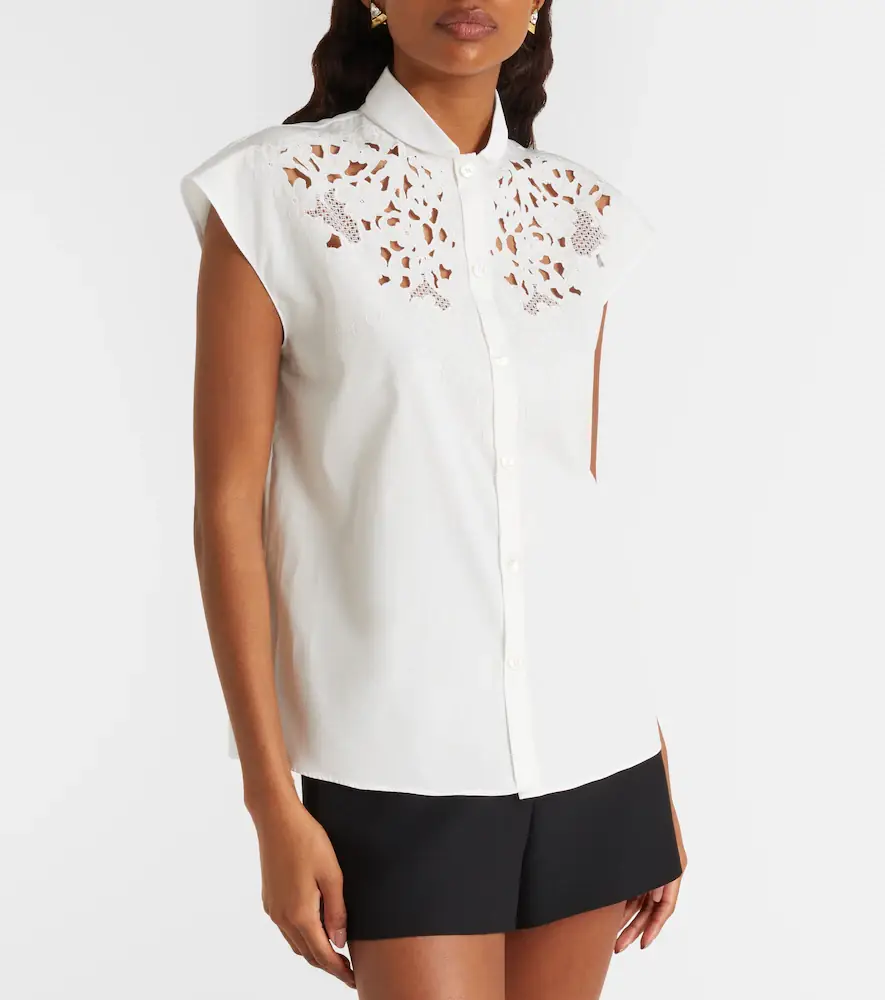 Valentino Garavani Guipure lace-trimmed cotton poplin shirt | Thumbnail 3 Valentino Garavani Guipure lace-trimmed cotton poplin shirt | Thumbnail 3