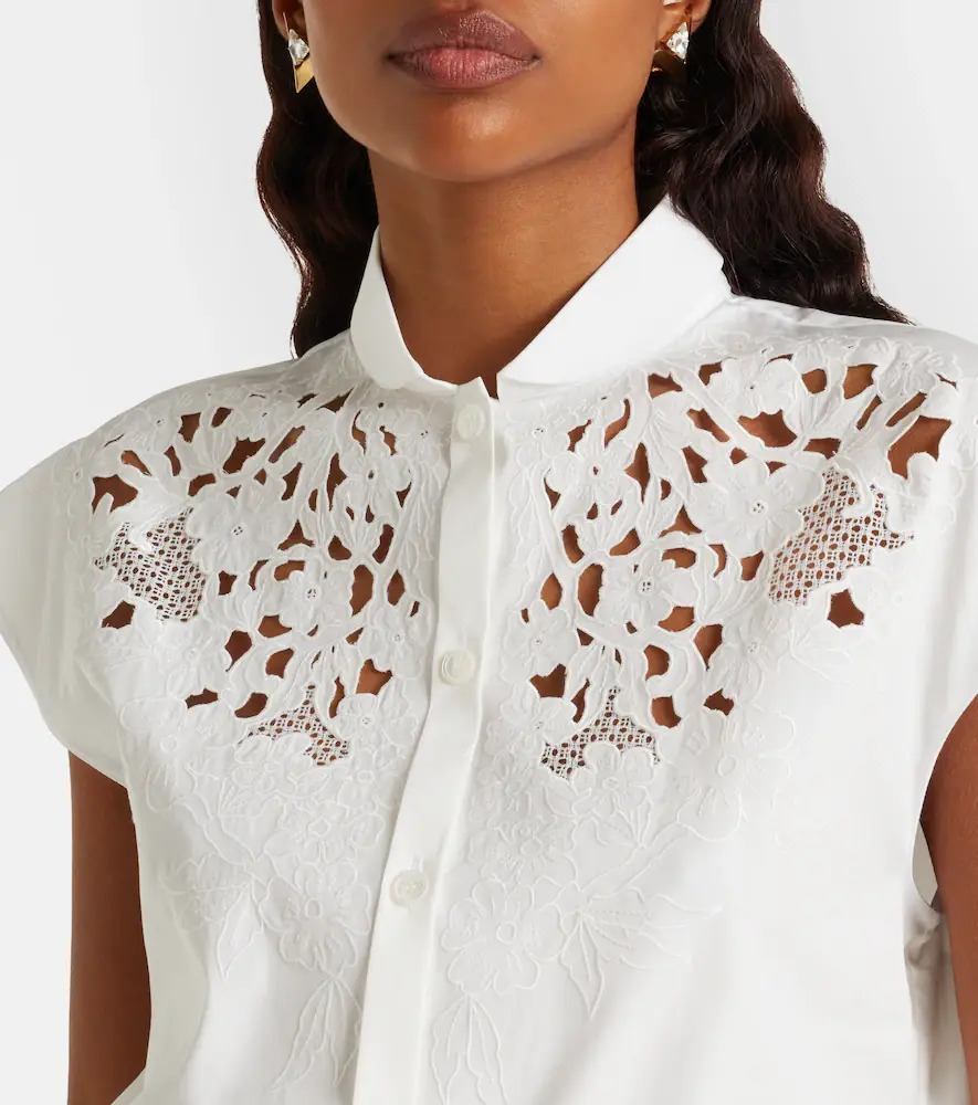 Valentino Garavani Guipure lace-trimmed cotton poplin shirt | Thumbnail 5 Valentino Garavani Guipure lace-trimmed cotton poplin shirt | Thumbnail 5