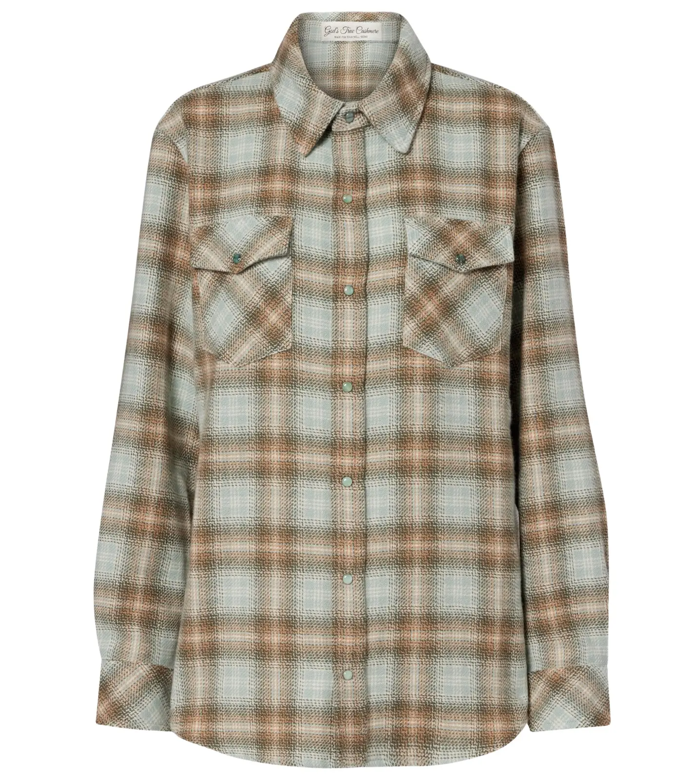 God’s True Cashmere Joy Tartan cashmere shirt with emerald