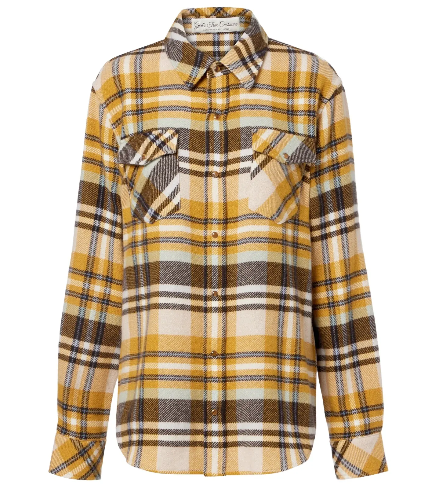 God’s True Cashmere Abundance Tartan cashmere shirt with tiger's eye