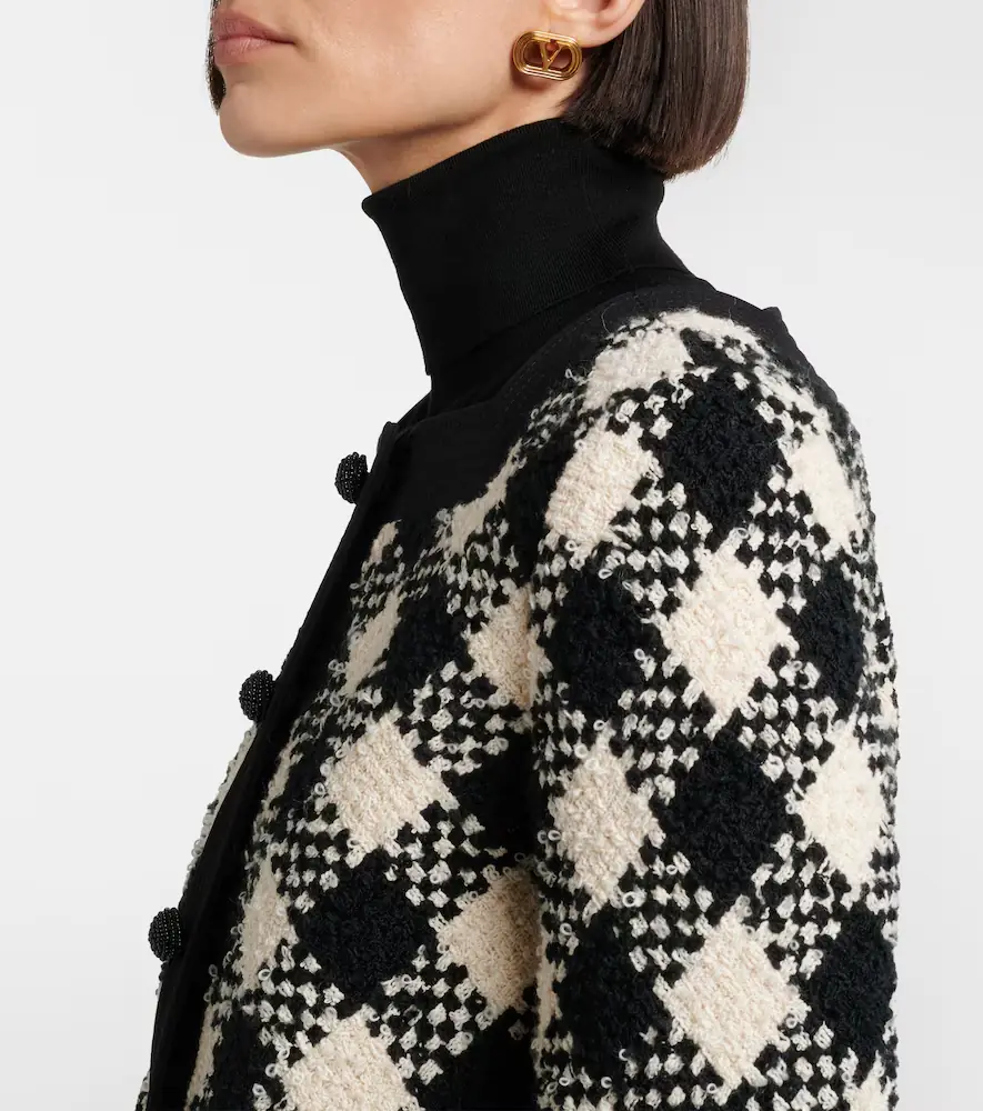 Valentino Garavani Checked ruffled tweed jacket | Thumbnail 2 Valentino Garavani Checked ruffled tweed jacket | Thumbnail 2