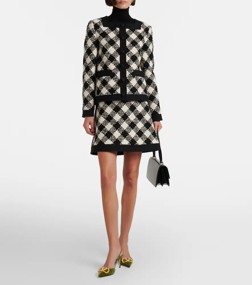 Valentino Garavani Checked ruffled tweed jacket | Thumbnail 3 Valentino Garavani Checked ruffled tweed jacket | Thumbnail 3