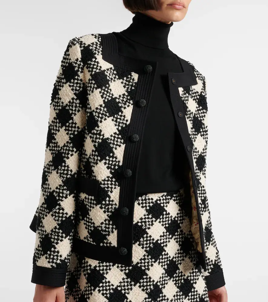 Valentino Garavani Checked ruffled tweed jacket | Thumbnail 4 Valentino Garavani Checked ruffled tweed jacket | Thumbnail 4